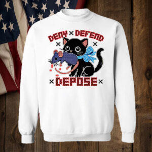 Cross Stitch Kitten & Dead Mouse ,Deny Defend Depose T-Shirt