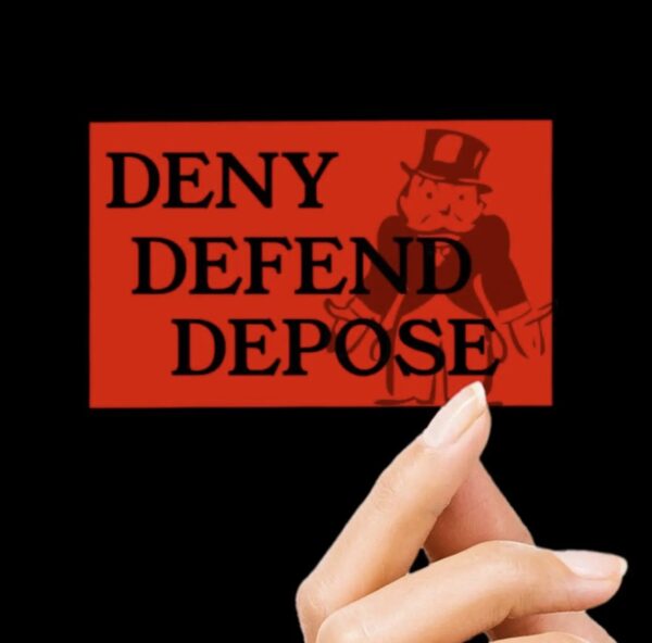 DENY DEFEND DEPOSE Glossy Vinyl Sticker, Anti Rich