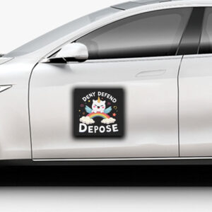 Dark Humor ,Deny Defend Depose Funny Sticker ,Car Magnet