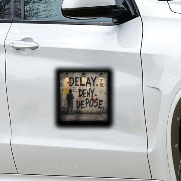 Delay. Deny. Depose. Graphic Sticker ,Car Magnet