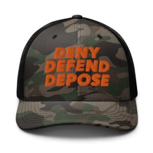 Deny Defend Depose Camo Camouflage trucker hat