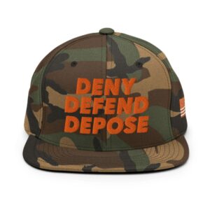 Deny Defend Depose Camo Snapback Hat