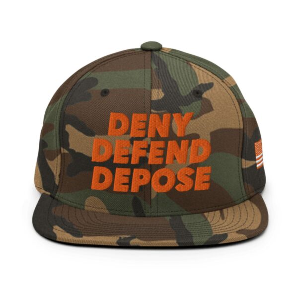 Deny Defend Depose Camo Snapback Hat