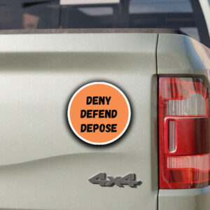 Deny Defend Depose Sticker Orange