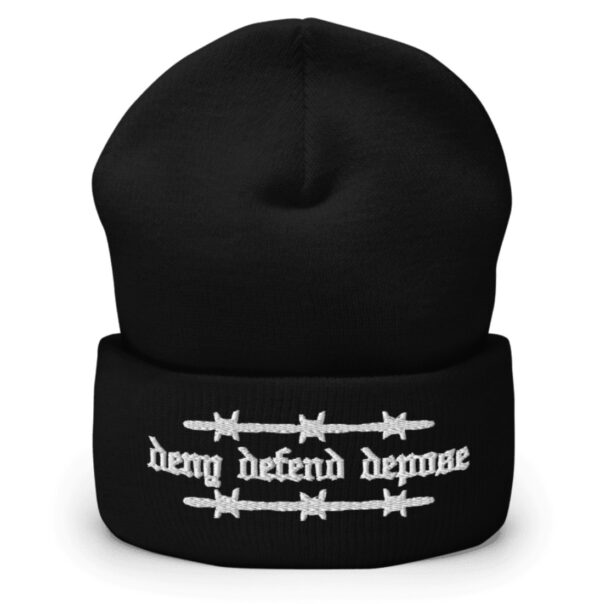 Deny defend depose olde english barbed Beanie hat