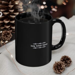 Deny defend depose olde english barbed mug