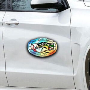 Don't Bite the Hand That Feeds You Deny. Defend. Depose Sticker ,Car Magnet