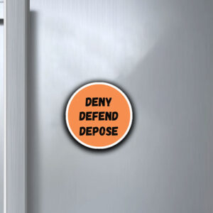 Funny Deny Defend Depose Sticker orange