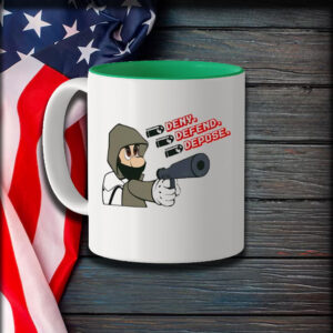 Mario with gun Deny Defend Depose Mug 7 Mario with gun Deny Defend Depose Mug