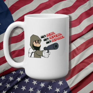 Mario with gun Deny Defend Depose Mug