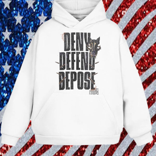 Official Deny. Defend. Depose. Statement Healthcare Corruption Protest Apparel, Activist T-Shirt