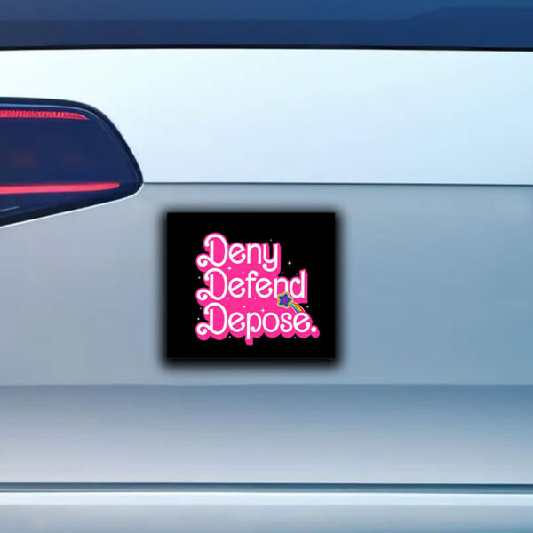 Pink Deny Defend Depose Sticker ,Bold Activist Statement Car Magnet