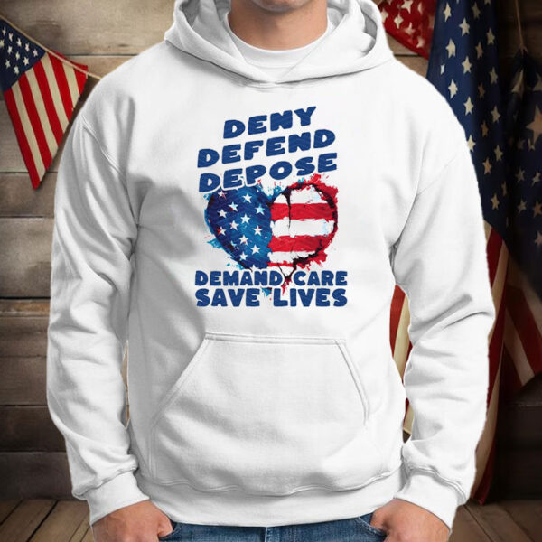 Social Justice T Shirt Deny Defend Depose Demand Care Save Lives Heart Flag T-Shirt