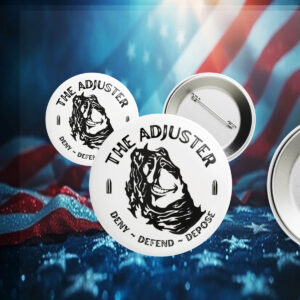 The Adjuster Deny Defend Depose Pin Button