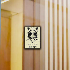 Who's The CEO? ,Cool Cat ,Deny Defend Depose Pullover Sticker ,Car Magnet