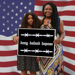 deny defend depose barbed wire Yard Sign