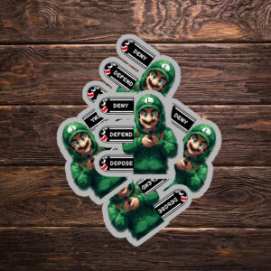 Luigi Deny Defend Depose Sticker Mario